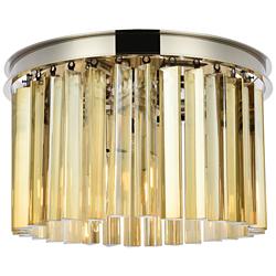Sydney 3 Lt Polished Nickel Flush Mount Golden Teak