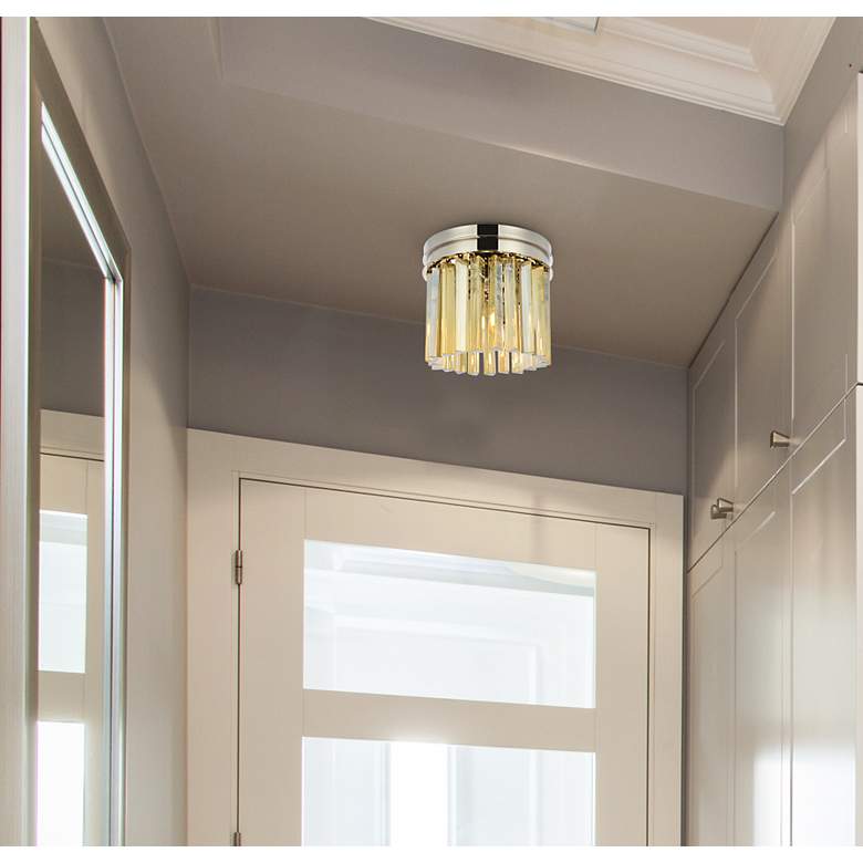 Image 3 Sydney 3 Lt Polished Nickel Flush Mount Golden Teak more views