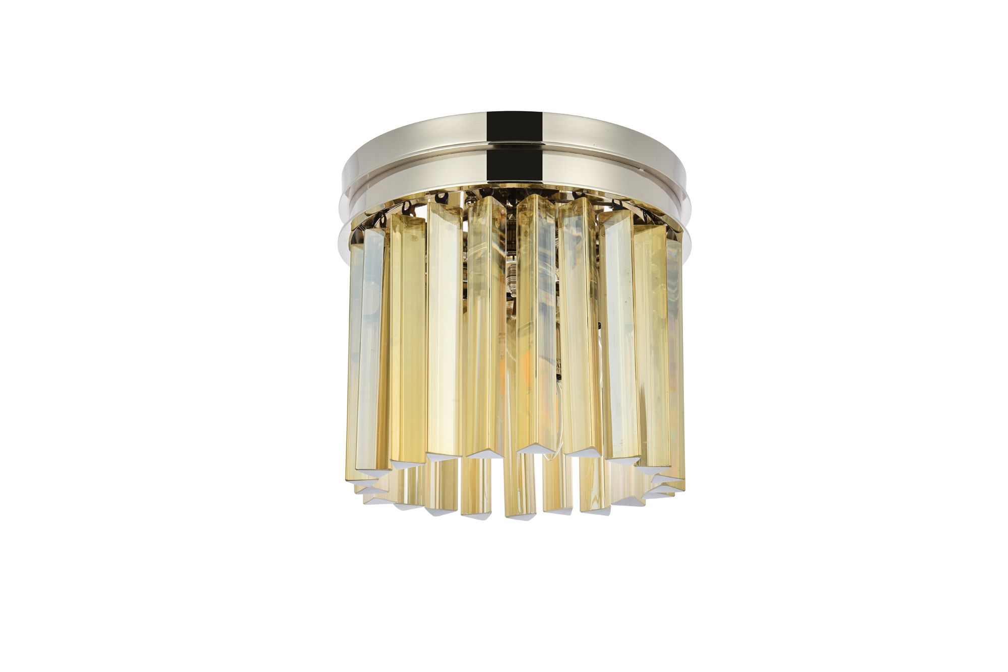 Sydney 3 Lt Polished Nickel Flush Mount Golden Teak