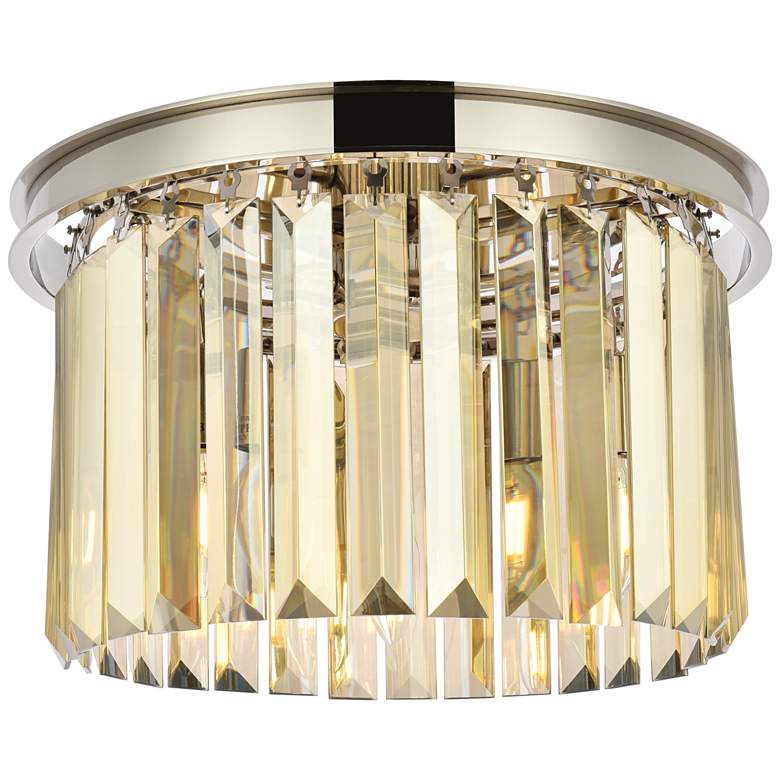 Image 1 Sydney 3 Lt Polished Nickel Flush Mount Golden Teak