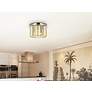 Thumbnail3 of Sydney 3 Lt Polished Nickel Flush Mount Golden Teak more views