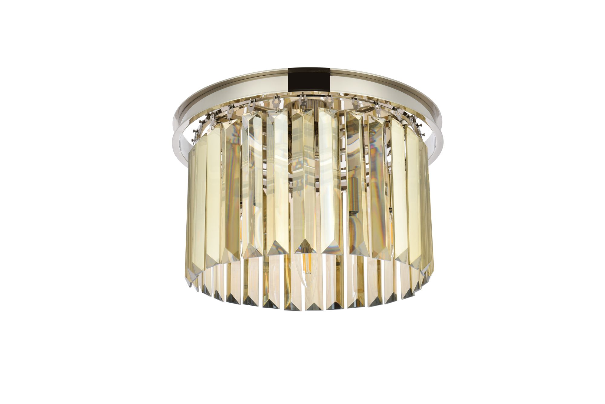 Sydney 3 Lt Polished Nickel Flush Mount Golden Teak