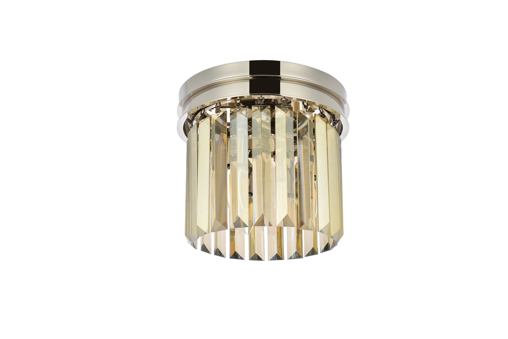 Sydney 3 Lt Polished Nickel Flush Mount Golden Teak