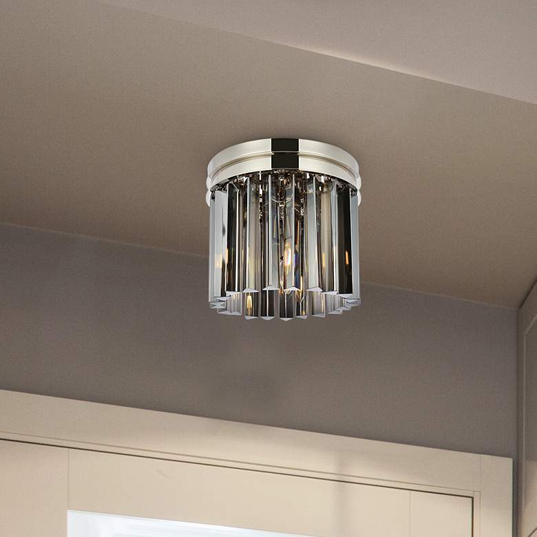 Image 1 Sydney 3 Lt Polished Nickel Flush Mount Silver Shade (Grey)