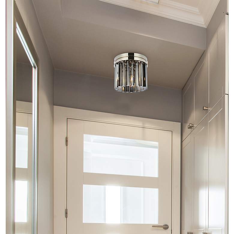 Image 3 Sydney 3 Lt Polished Nickel Flush Mount Silver Shade (Grey) more views