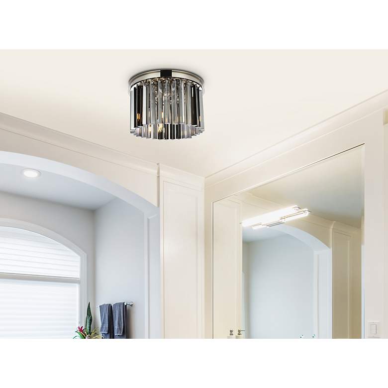 Image 3 Sydney 3 Lt Polished Nickel Flush Mount Silver Shade (Grey) more views