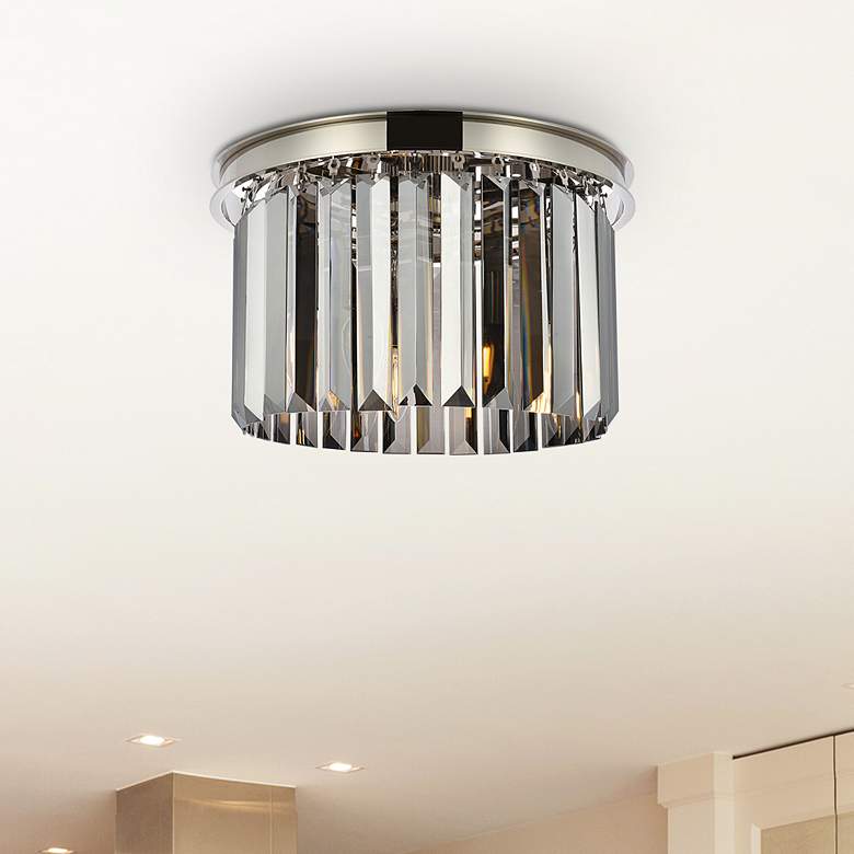 Image 1 Sydney 3 Lt Polished Nickel Flush Mount Silver Shade (Grey)