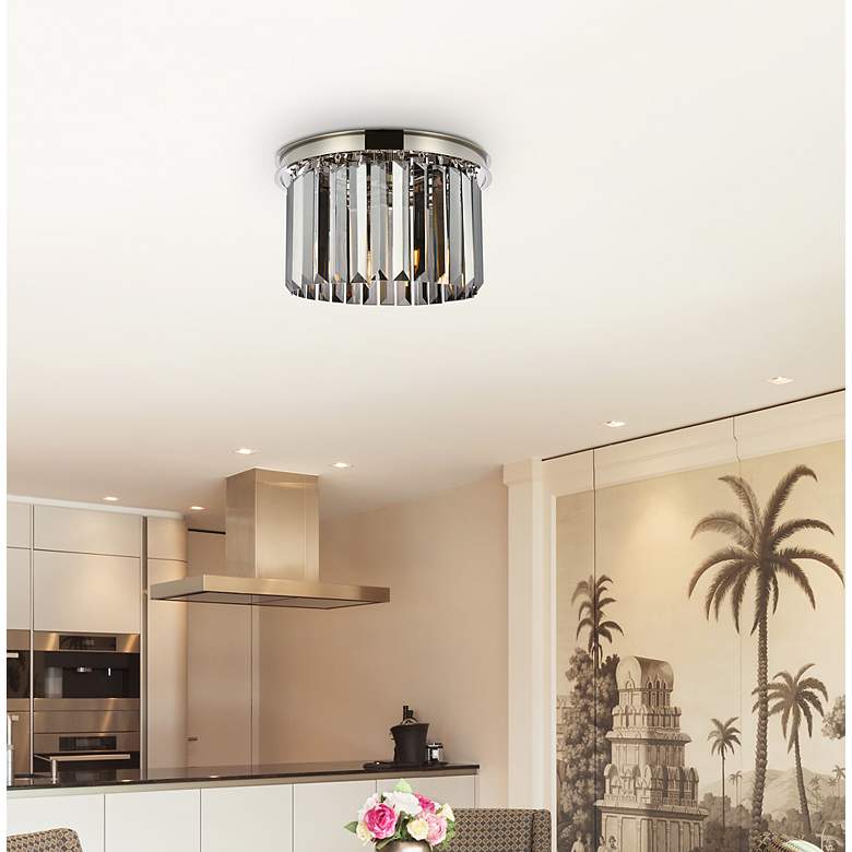 Image 3 Sydney 3 Lt Polished Nickel Flush Mount Silver Shade (Grey) more views