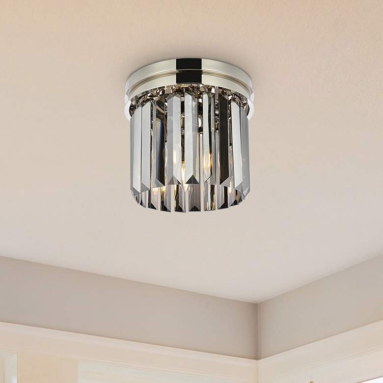 Image 1 Sydney 3 Lt Polished Nickel Flush Mount Silver Shade (Grey)