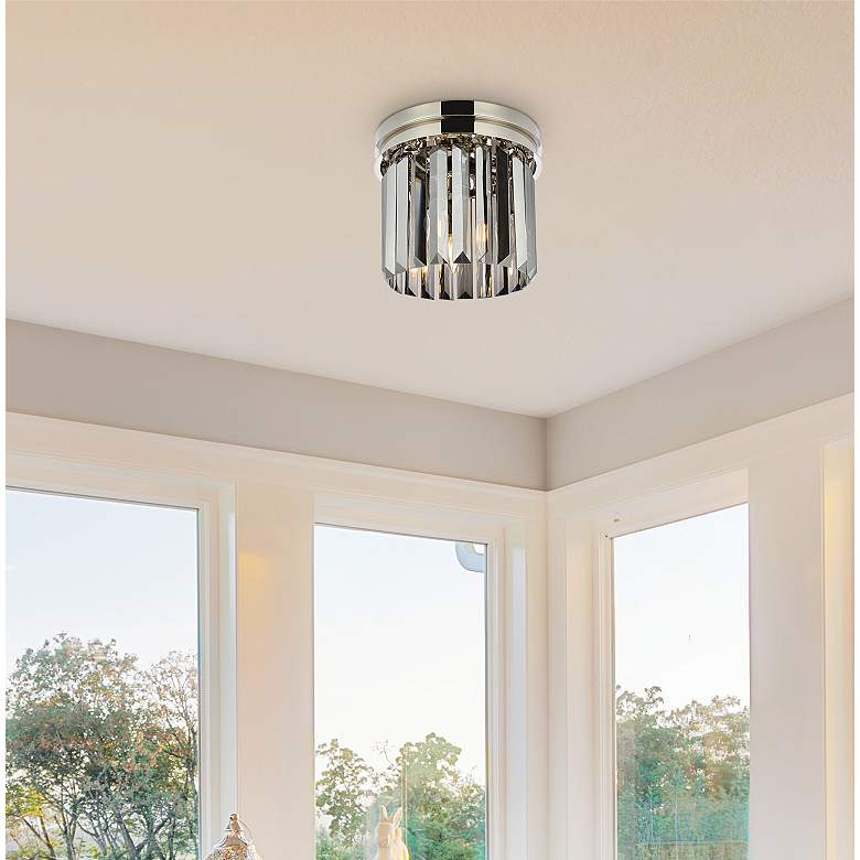 Image 3 Sydney 3 Lt Polished Nickel Flush Mount Silver Shade (Grey) more views