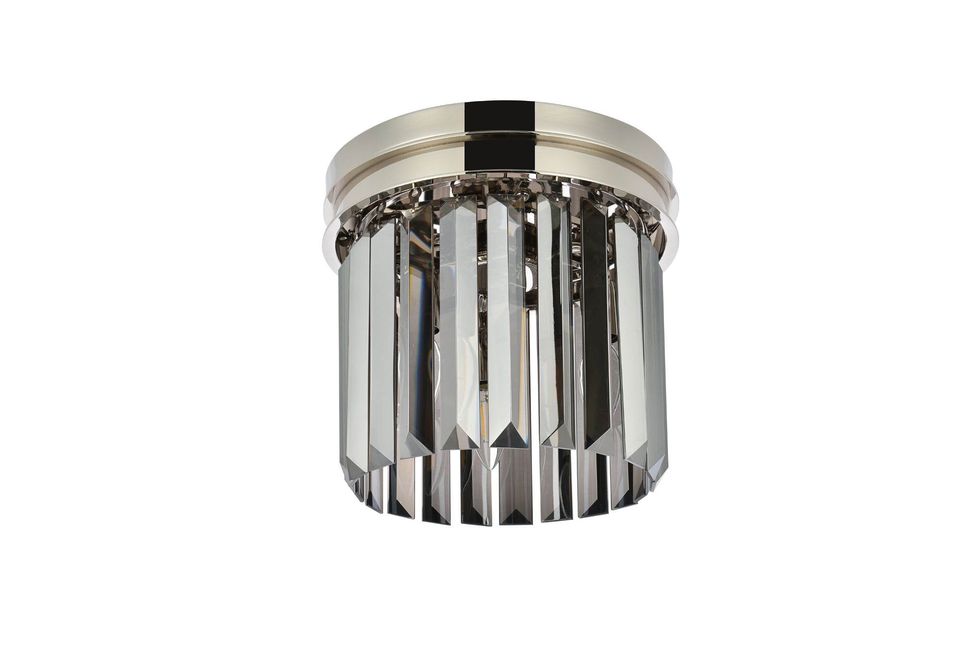 Sydney 3 Lt Polished Nickel Flush Mount Silver Shade (Grey)