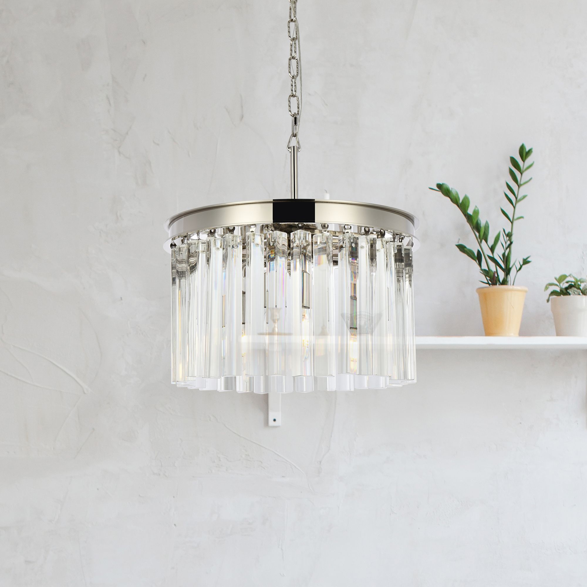 Sydney 3 Lt Polished Nickel Pendant Clear