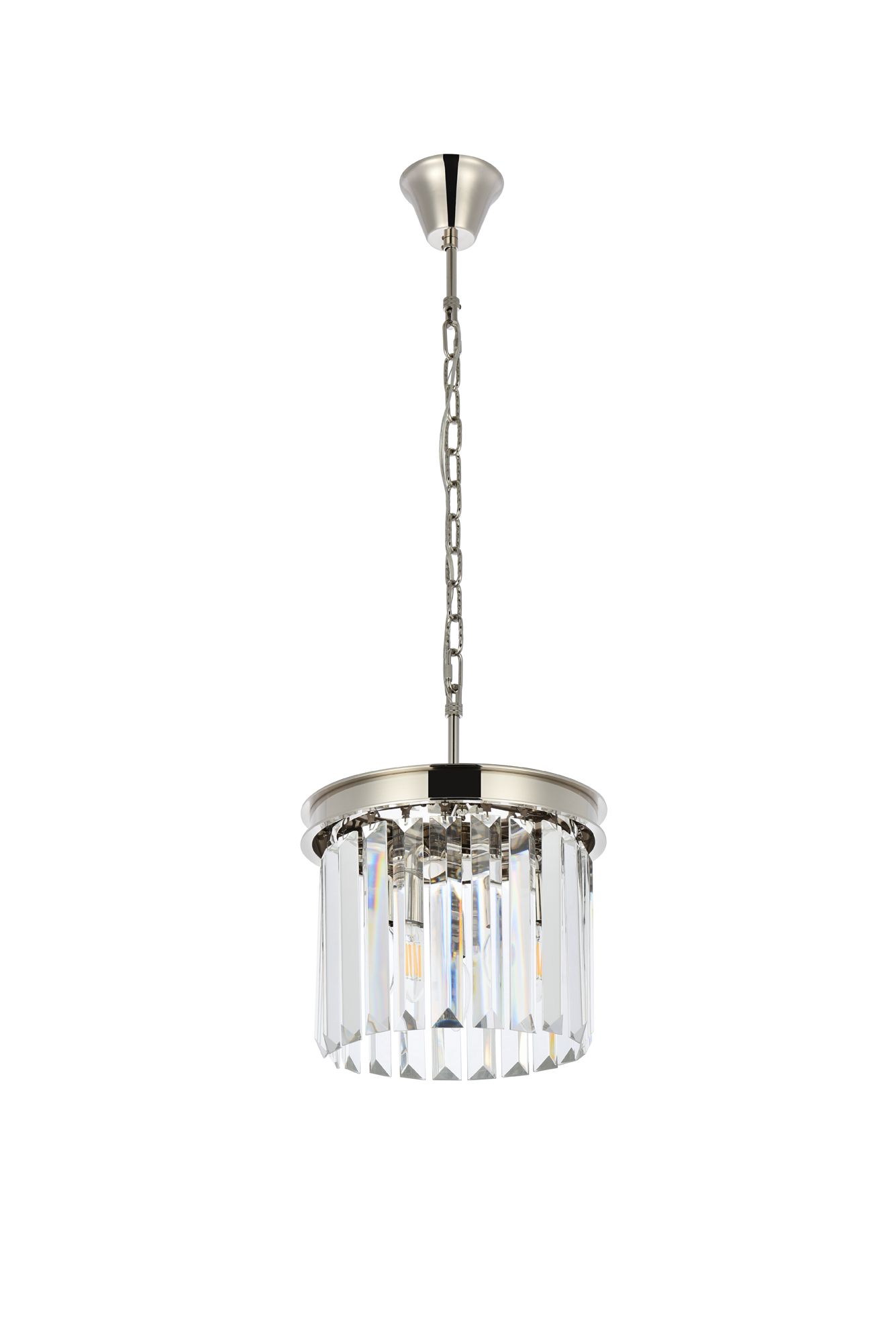 Sydney 3 Lt Polished Nickel Pendant Clear