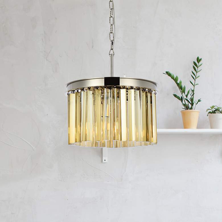 Image 1 Sydney 3 Lt Polished Nickel Pendant Golden Teak
