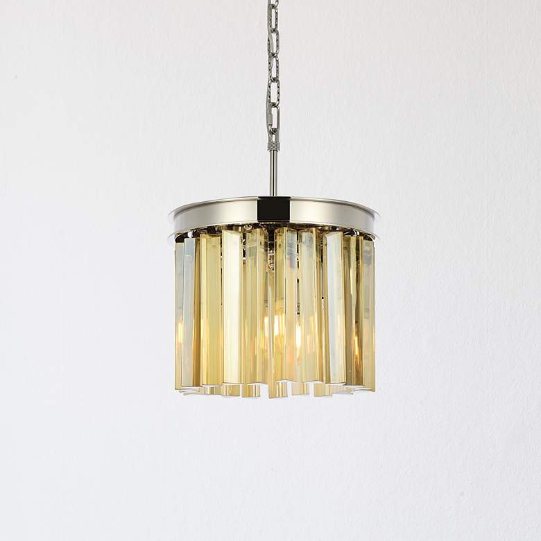 Image 1 Sydney 3 Lt Polished Nickel Pendant Golden Teak