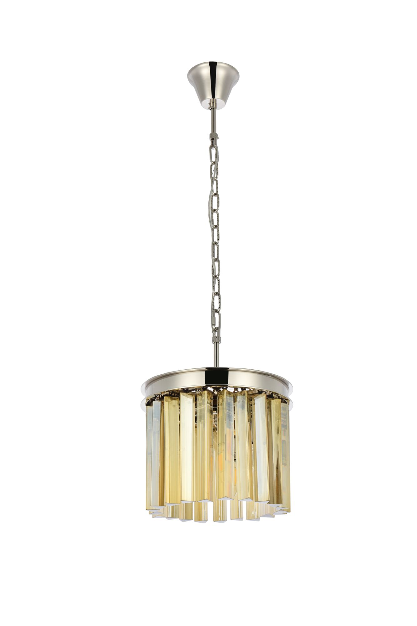 Sydney 3 Lt Polished Nickel Pendant Golden Teak