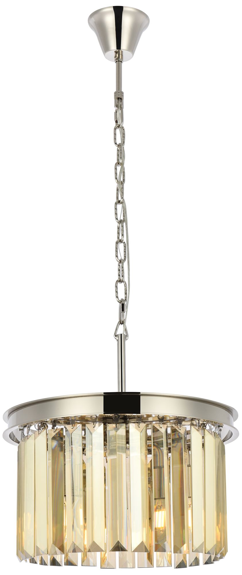 Sydney 3 Lt Polished Nickel Pendant Golden Teak