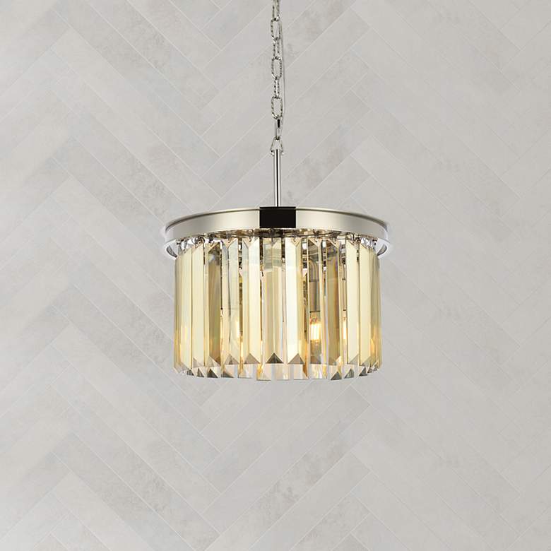 Image 1 Sydney 3 Lt Polished Nickel Pendant Golden Teak