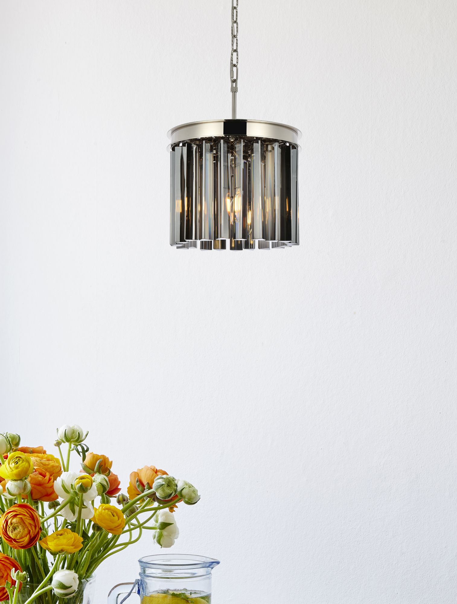 Image 3 Sydney 3 Lt Polished Nickel Pendant Silver Shade (Grey) more views