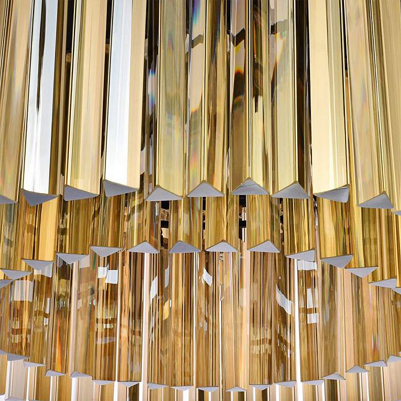 Image 2 Sydney 31.5" Wide Black and Golden Teak Glass Drum Chandelier more views