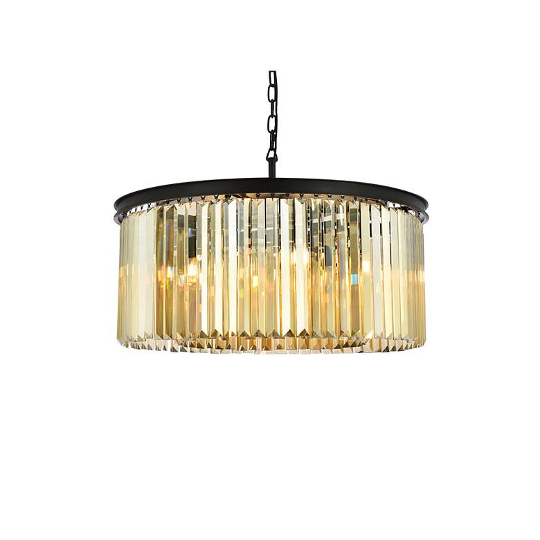 Image 4 Sydney 31 1/2"W Matte Black and Golden Teak Pendant Light more views