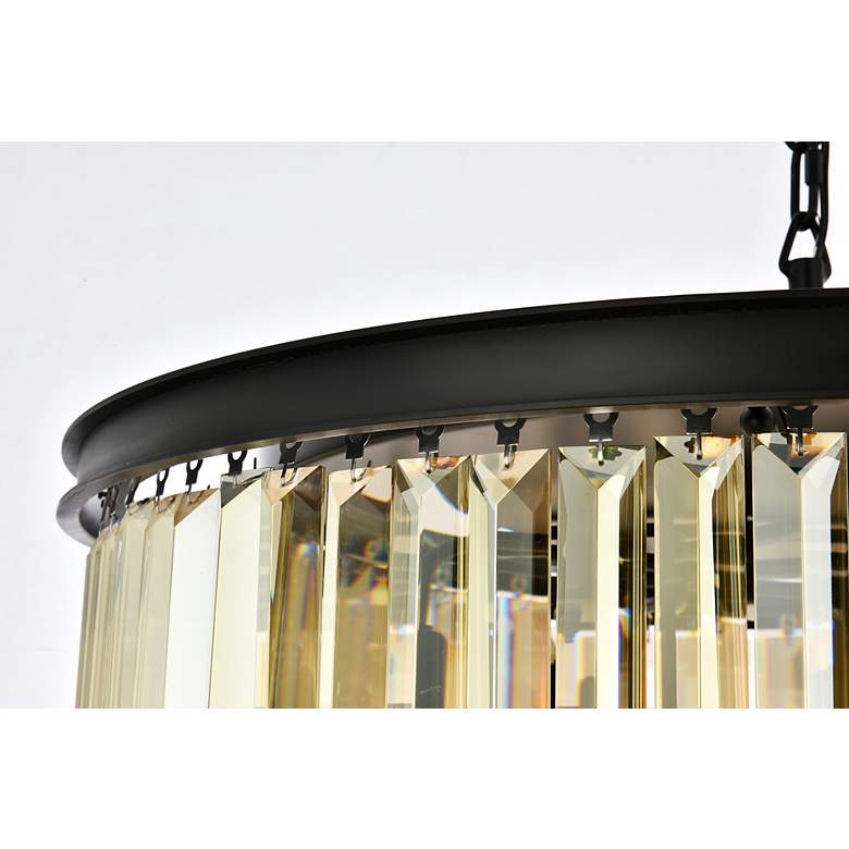 Image 6 Sydney 31 1/2"W Matte Black and Golden Teak Pendant Light more views