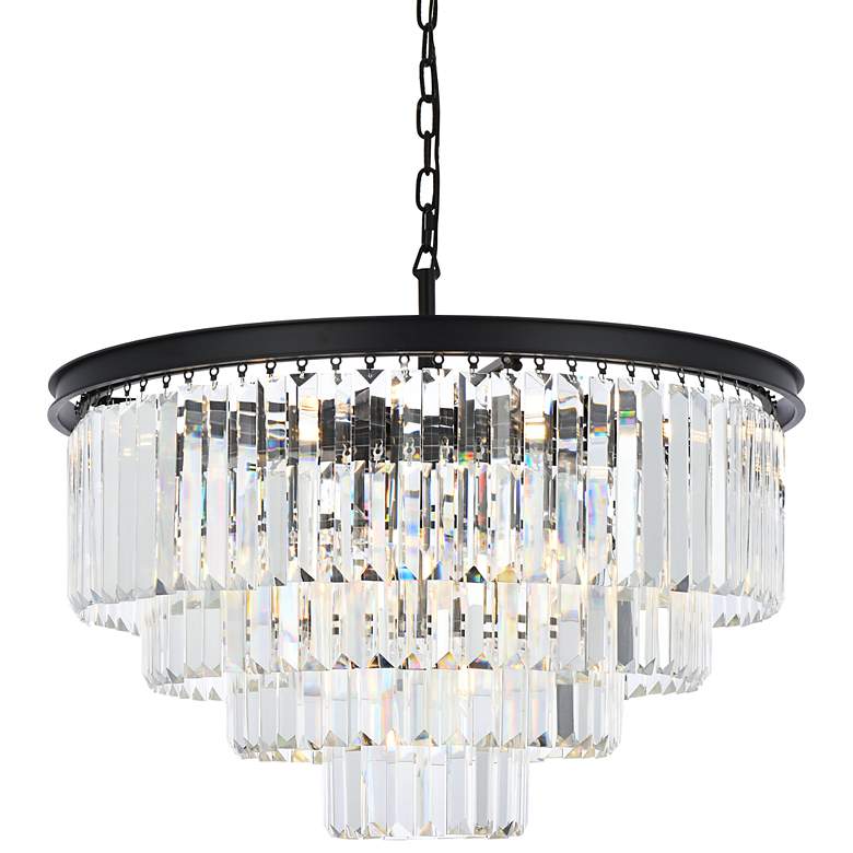 Image 2 Sydney 32" Wide Matte Black Tiered Crystal Chandelier