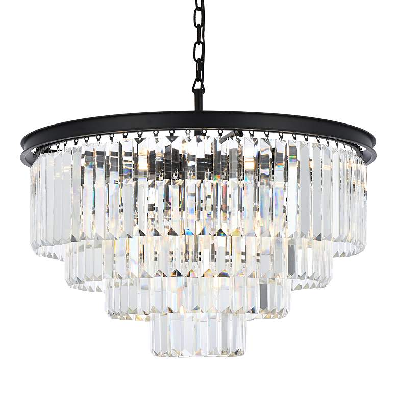 Image 7 Sydney 32" Wide Matte Black Tiered Crystal Chandelier more views