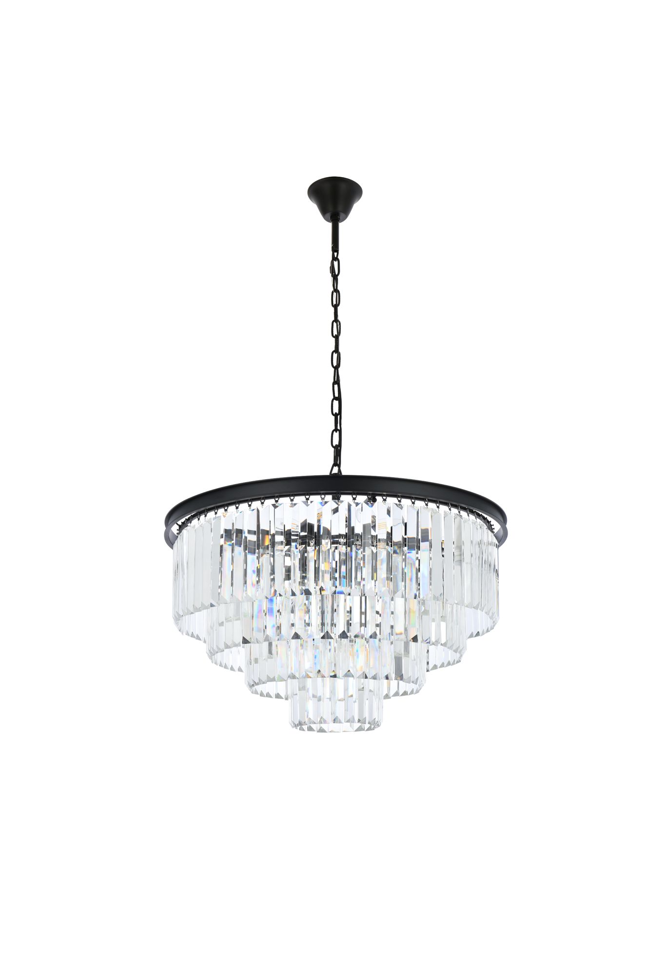 Sydney 32" Wide Matte Black Tiered Crystal Chandelier