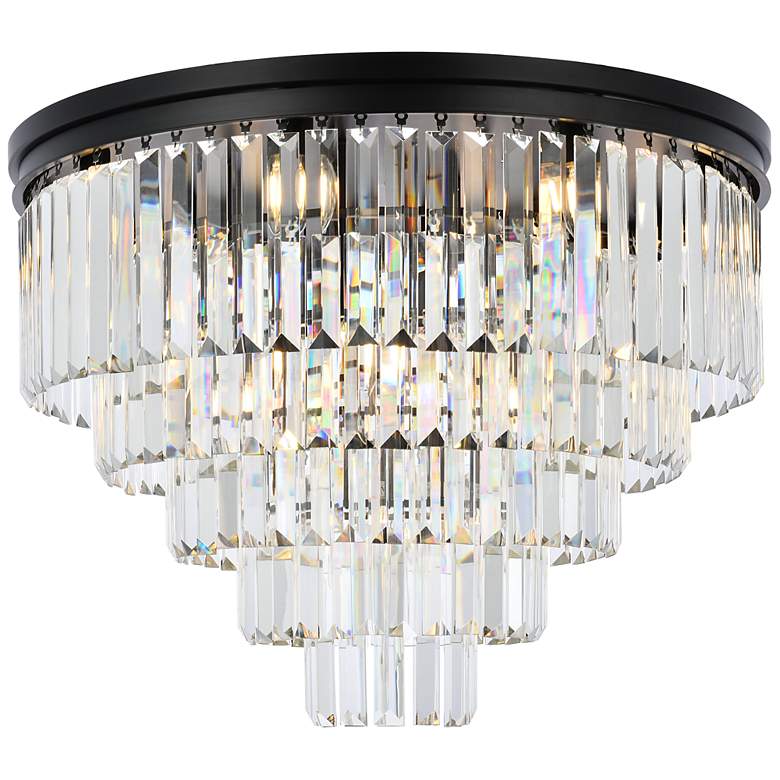 Image 3 Sydney 32"W Matte Black and Crystal 17-Light Ceiling Light
