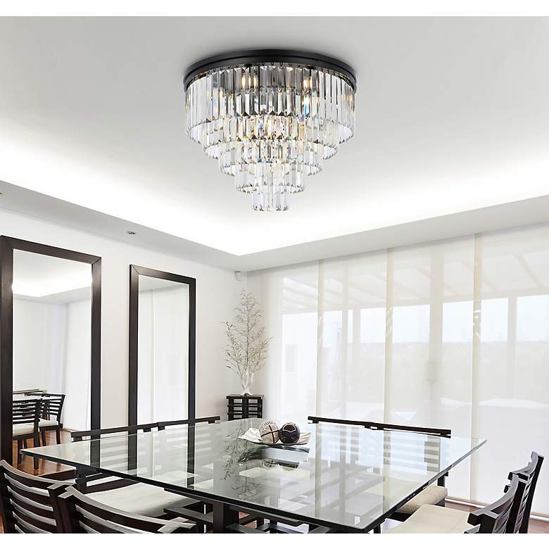 Image 4 Sydney 32"W Matte Black and Crystal 17-Light Ceiling Light more views