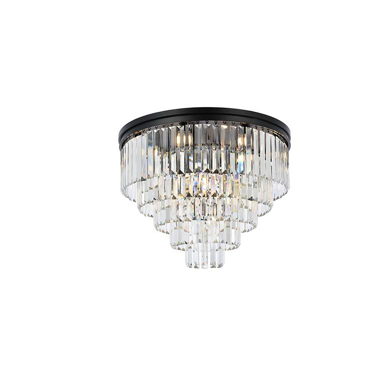 Image 5 Sydney 32"W Matte Black and Crystal 17-Light Ceiling Light more views