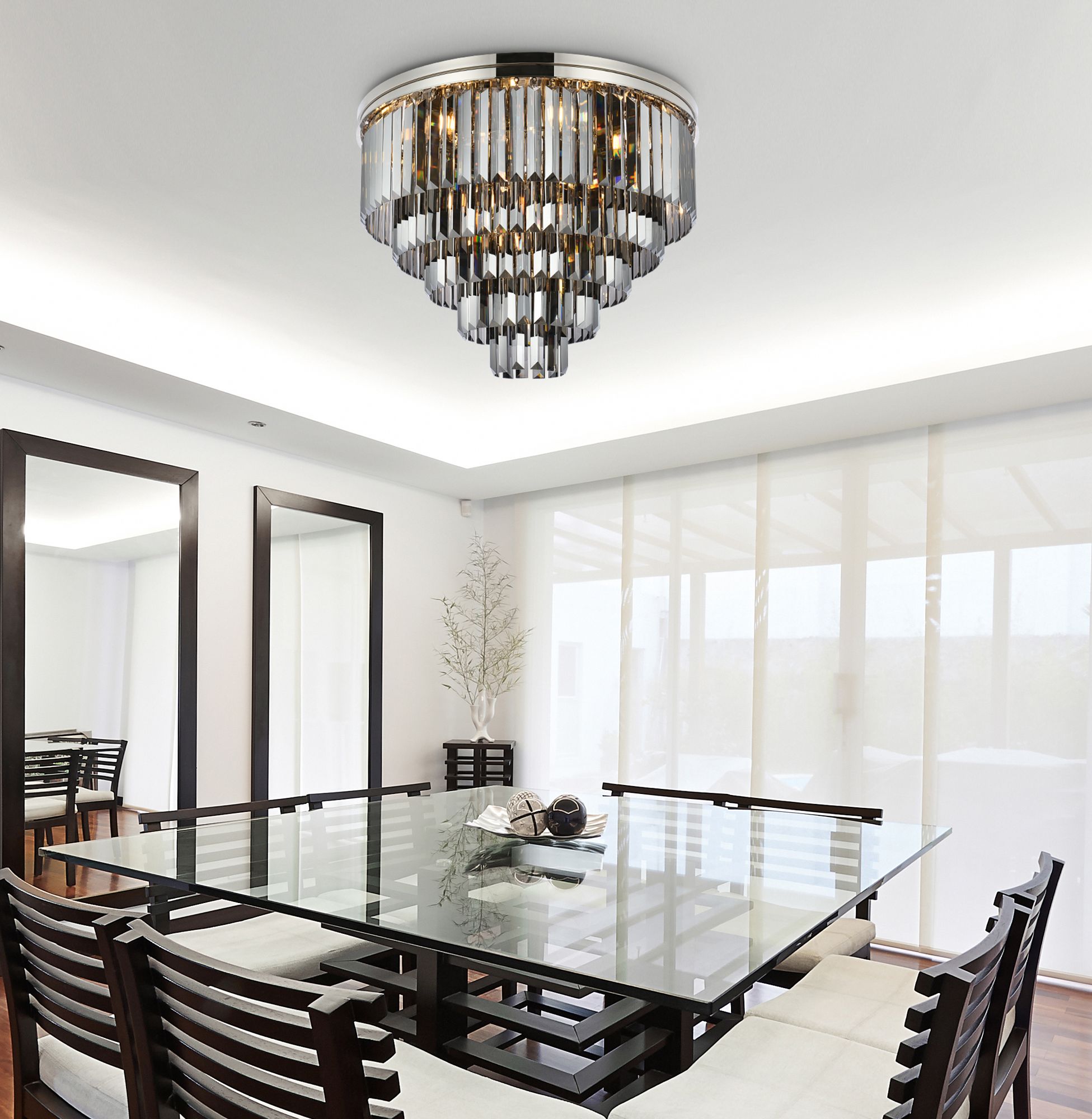 Image 4 Sydney 32"W Polished Nickel Ceiling Light w/ Silver Shades more views