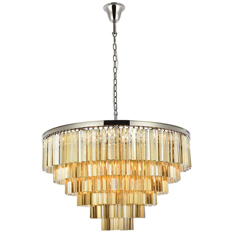 Image 2 Sydney 33 Lt 44" Polished Nickel Chandelier Golden Teak