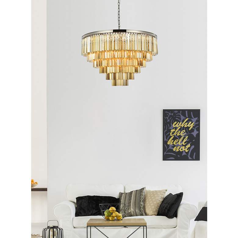 Image 3 Sydney 33 Lt 44" Polished Nickel Chandelier Golden Teak more views