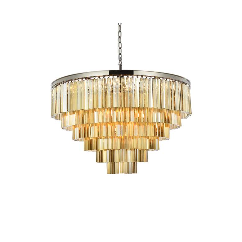 Image 4 Sydney 33 Lt 44" Polished Nickel Chandelier Golden Teak more views