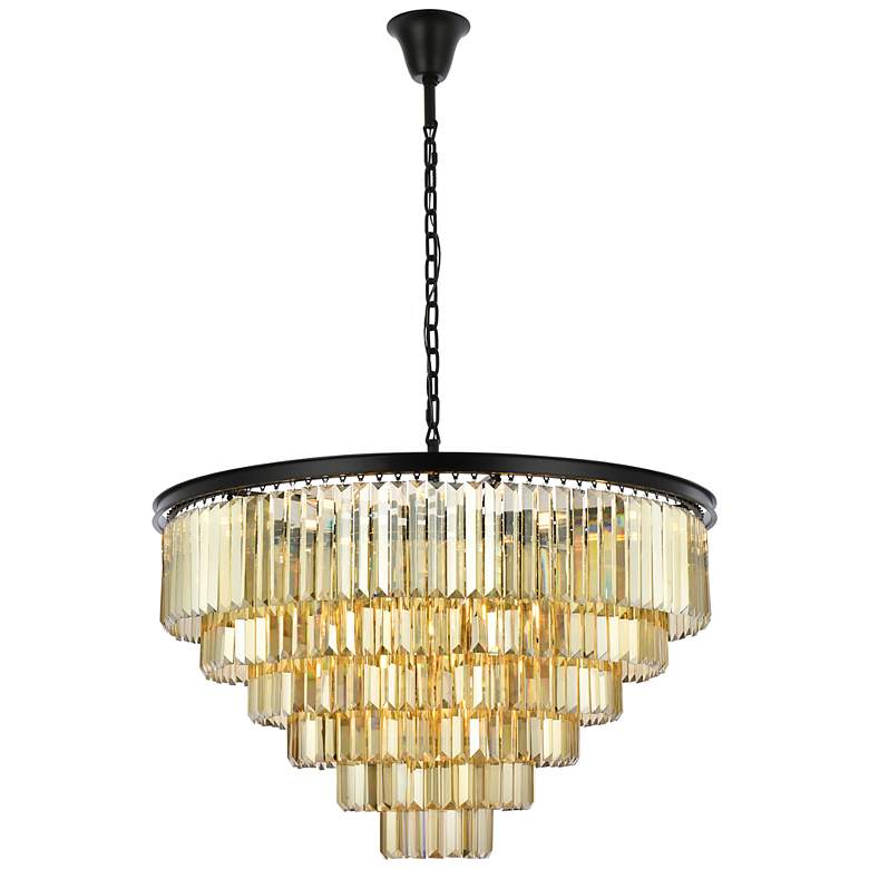 Image 2 Sydney 33 Lt Matte Black Chandelier Golden Teak