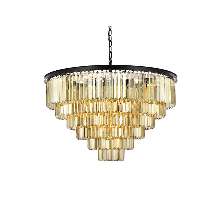 Image 4 Sydney 33 Lt Matte Black Chandelier Golden Teak more views