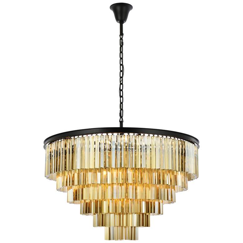 Image 1 Sydney 33 Lt Matte Black Chandelier Golden Teak