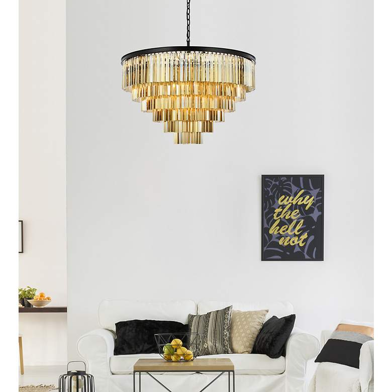Image 3 Sydney 33 Lt Matte Black Chandelier Golden Teak more views
