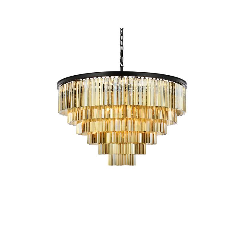 Image 4 Sydney 33 Lt Matte Black Chandelier Golden Teak more views