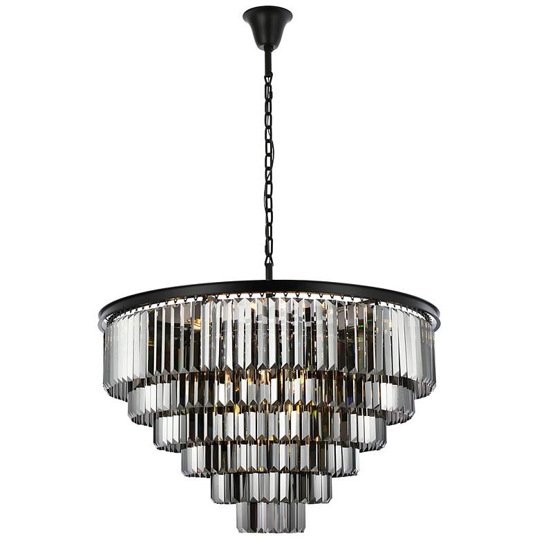Image 2 Sydney 33 Lt Matte Black Chandelier Silver Shade (Grey)