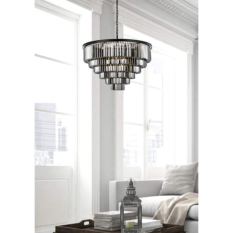 Image 3 Sydney 33 Lt Matte Black Chandelier Silver Shade (Grey) more views
