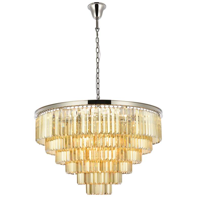Image 2 Sydney 33 Lt Polished Nickel Chandelier Golden Teak