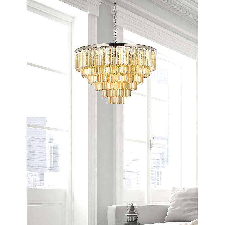 Image 3 Sydney 33 Lt Polished Nickel Chandelier Golden Teak more views