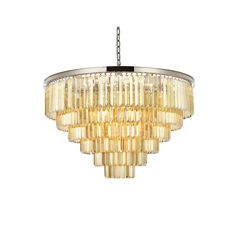 Image 4 Sydney 33 Lt Polished Nickel Chandelier Golden Teak more views