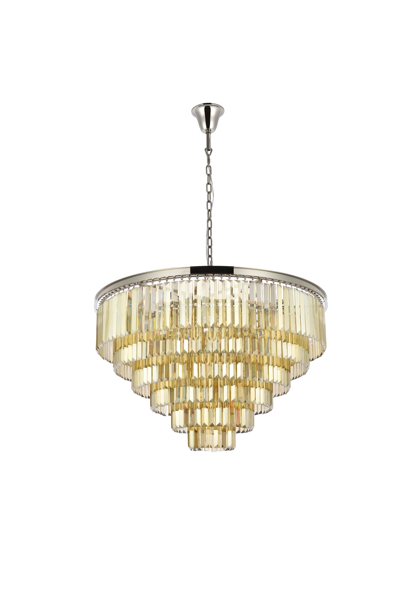 Sydney 33 Lt Polished Nickel Chandelier Golden Teak