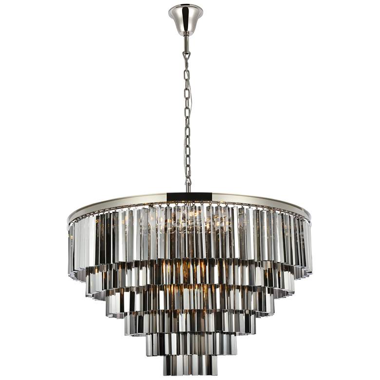 Image 1 Sydney 33 Lt Polished Nickel Chandelier Silver Shade (Grey)