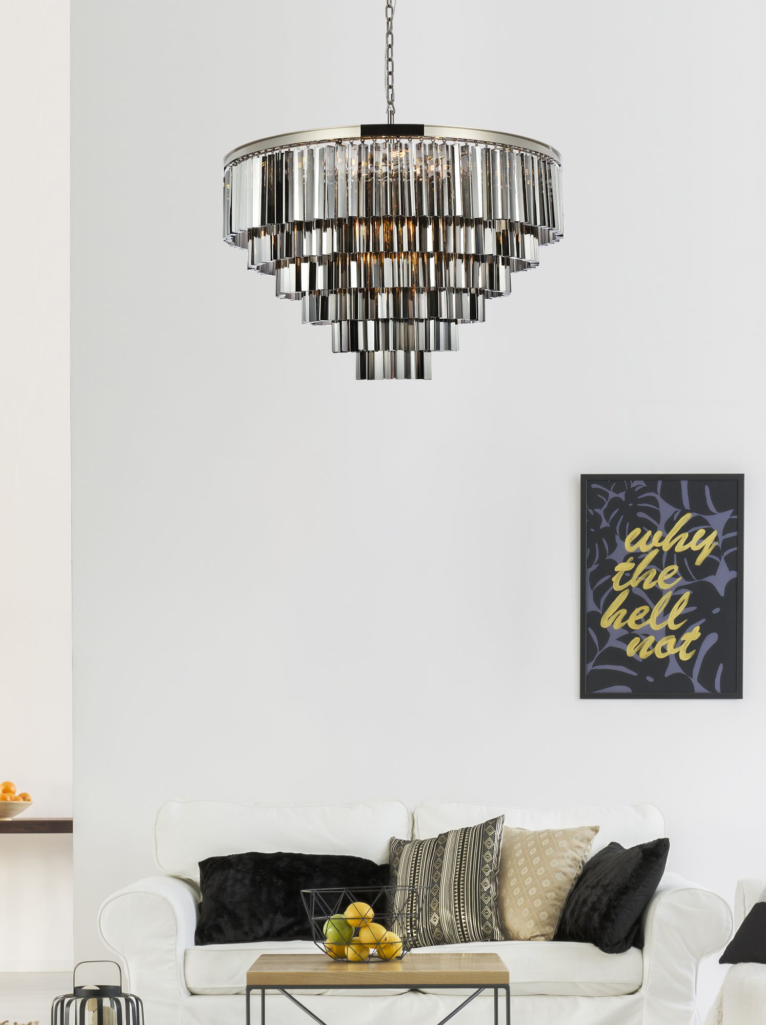 Image 3 Sydney 33 Lt Polished Nickel Chandelier Silver Shade (Grey) more views