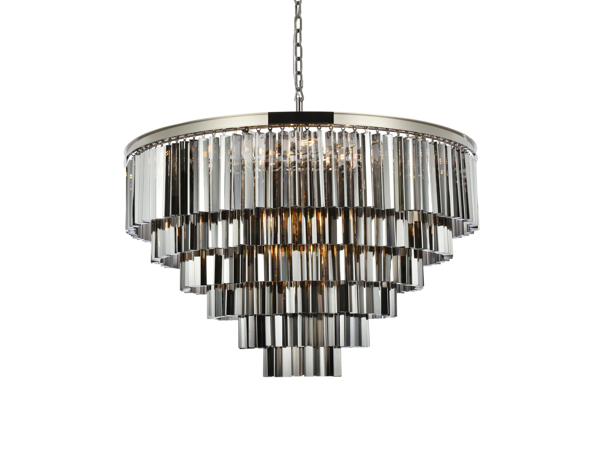 Image 4 Sydney 33 Lt Polished Nickel Chandelier Silver Shade (Grey) more views